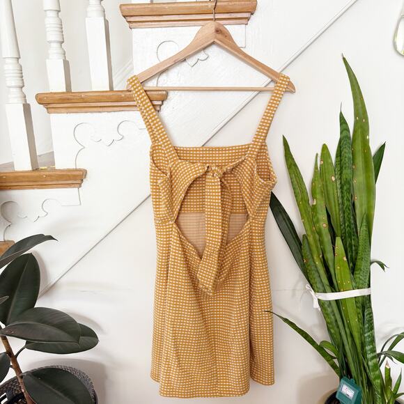 Free People Bardot Yellow Mini Dress Sleeveless Stretch Fit Square Neck Size XL - Picture 5 of 6